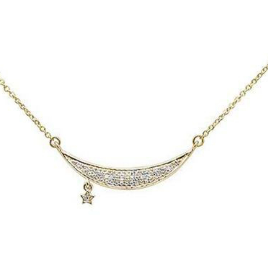 .09ct 14kt Yellow Gold Moon & Star Trendy Diamond